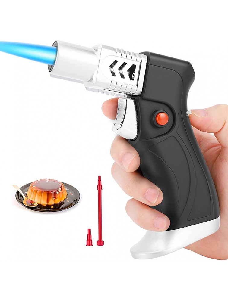 CORKAS Butane Torch Professional Refillable Kitchen Cooking Torch One-Hand Blow Torch with Adjustable Flame Mini Torch for Desserts Creme Brulee BBQ and Baking Black Butane Fuel Not Included - B9ZU0O78F