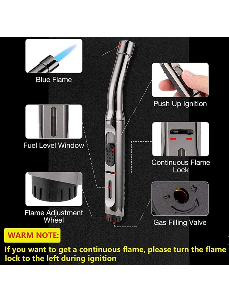 Hovico Torch Lighter Hovico Refillable and Windproof Butane Fuel Kitchen Lighter with Fire Lock and Gas Window for Candle Grill Kitchen Camping,Toasting Barbeques Soldering Butane NOT Included - B81AOTV3T