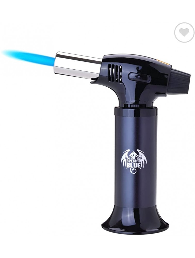 Kitchen Torch blow torch -Special Blue Refillable Butane Torch With Safety Lock & Adjustable Flame and Fuel gauge Culinary Torch Creme Brulée Torch for Cooking Food Baking BBQ Black - BAB6XPCL8