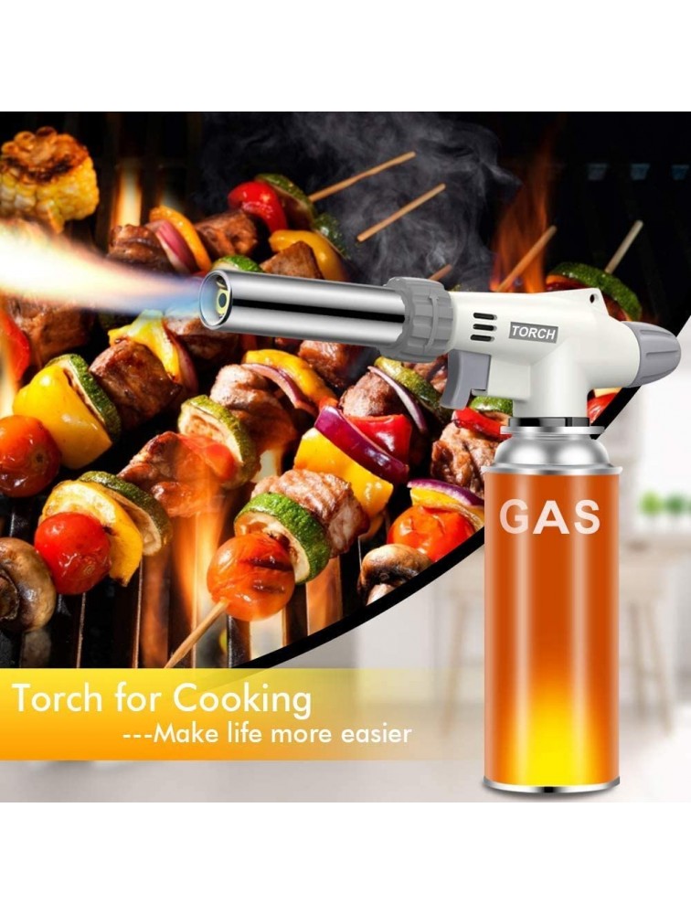 Kitchen Torch Butane Cooking Torch Kitchen Blow Lighter Culinary torch Professional Adjustable Flame with Reverse Use & Safety Lock for Creme Brulee Baking BBQ Soldering Butane Gas Not Included - BI0L14NRF