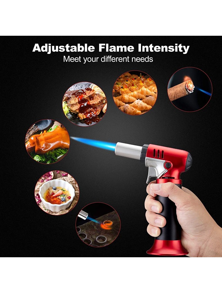 Marcoon Culinary Butane Torch with Fuel Gauge＆Safety Lock Refillable Kitchen Cooking Blow Torch Lighter for Creme Brulee ,BBQ,Desserts DIY Crafts ,Baking,SolderingButane Gas Not Included - B16YX27T5