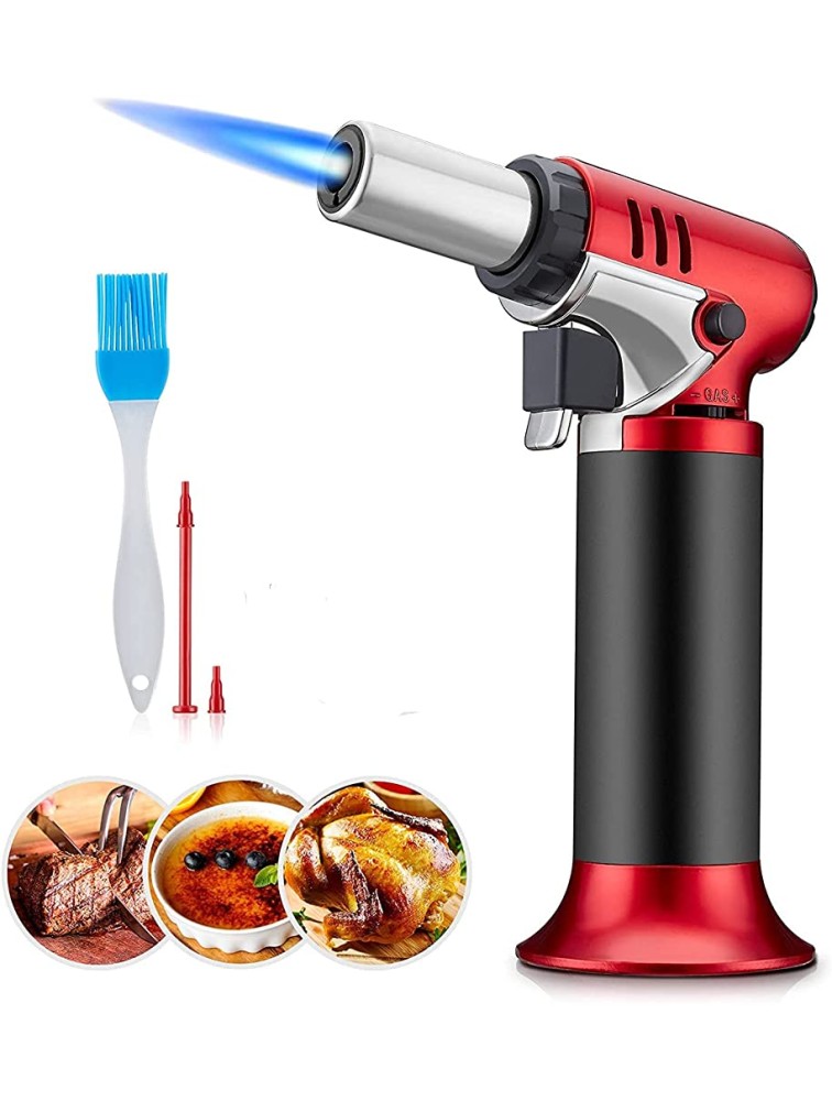 Marcoon Culinary Butane Torch with Fuel Gauge＆Safety Lock  Refillable Kitchen Cooking Blow Torch Lighter for Creme Brulee ,BBQ,Desserts DIY Crafts ,Baking,SolderingButane Gas Not Included - B16YX27T5