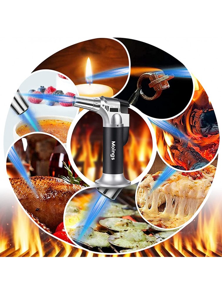 Moings Butane Torch Refillable Butane Blow Torch Lighter with Safety Lock and Adjustable Flame for BBQ Baking Brulee Creme Desserts Crafts Cooking DIY Soldering Butane Gas Not Included - BVEV2ZAU0