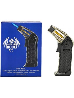 Special Blue Full Metal Butane Torch Black Refillable Flame Lighter- Culinary Torch Welding Torch Adjustable Dual Flame for Desserts Creme Brulee BBQ and Baking - BYS5FEL7N