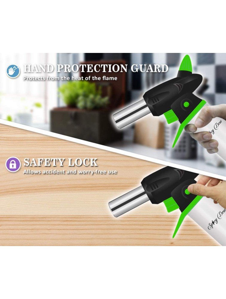 Spicy Dew Blow Torch Creme Brulee Torch Refillable Professional Chefs Culinary Kitchen Torch with Safety Lock and Adjustable Flame Micro Butane Torch with Fuel Gauge Cooking Food Torch - BPHBN9UEJ