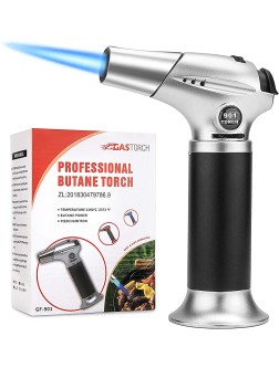 Tobepico Butane Torch Refillable Blow Torch Cooking Torches Kitchen Culinary Torch Lighter with Safety Lock and Adjustable Flame for Desserts BBQ and BakingButane Gas Not Included - B656MA6LI
