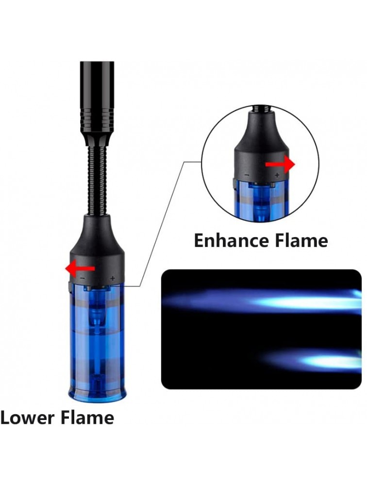 Torch Lighter 360° Rotation Adjustable Single Jet Flame Flexible Refillable Lighter for Hob Stove Oven Fireplace Grills BBQ Outdoor Butane No Included Blue,One Size - BBIZTD01R