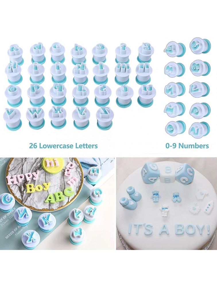 36 Pack Alphabet & Numbers Shape Fondant Cake Mold Cookie Clay Biscuit Stamp Impress Embosser Cutter Letter DIY Plunger Baking Tools Lowercase Alphabet & Numbers - BF6L4OMGR