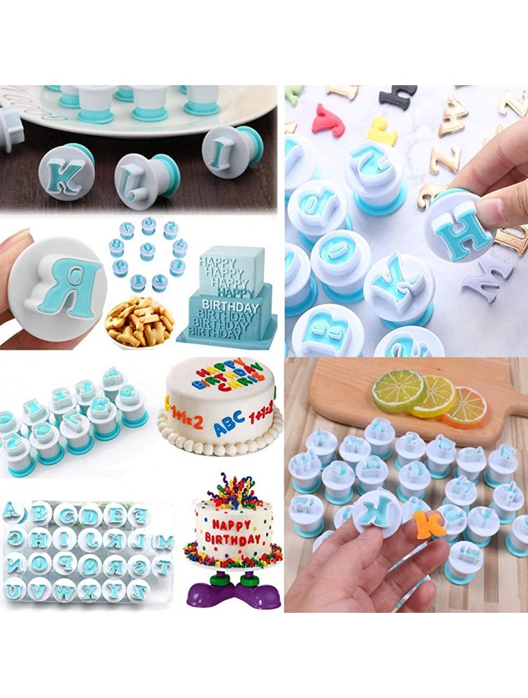 36pcs 2 Sets Alphabet and Numbers Fondant Cake Mold Cookie Stamp Impress Upper Case Numbers Shape DIY Cookie Biscuit Mold with 2 Cake Scraper and 3 Different Rectangle Cake Scraper - BK4AVVYM4