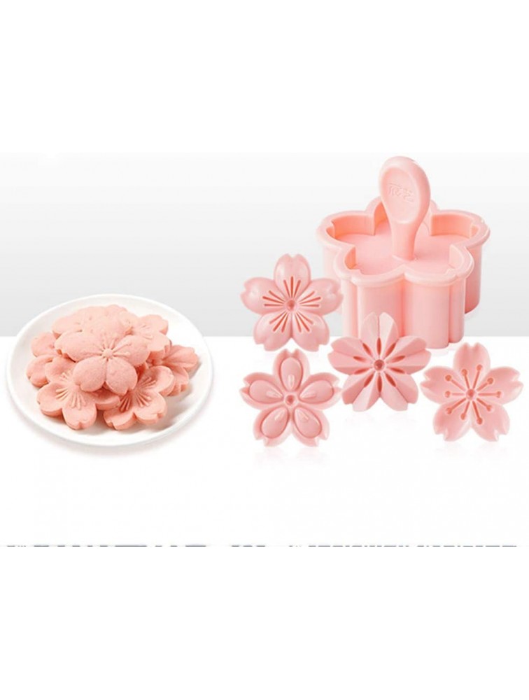 5pcs Set Sakura Cookie Mold Pastry Fondant Stamper Pink Cherry Blossom Mold Press Cookies Mold with 4 Stamps Biscuit Cutter Cake Cookie Make - B7Y8FD7QK