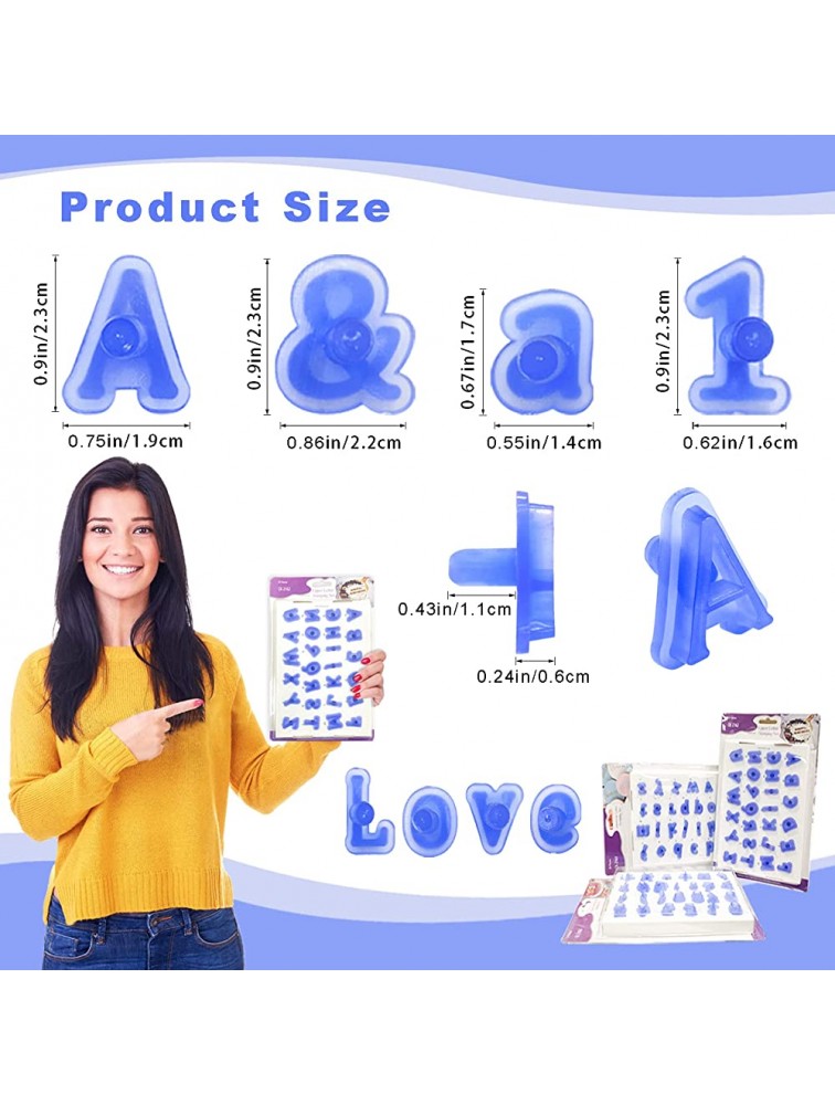 78Pcs Alphabet Cake Stamp Upper and Lower Case Fun Characters Edible Cookie Stamp Embossed Alphabet Number Tool Food Grade Fondant Letter Cutters for DIY Cake Biscuit Decorating - BTM1L64L2