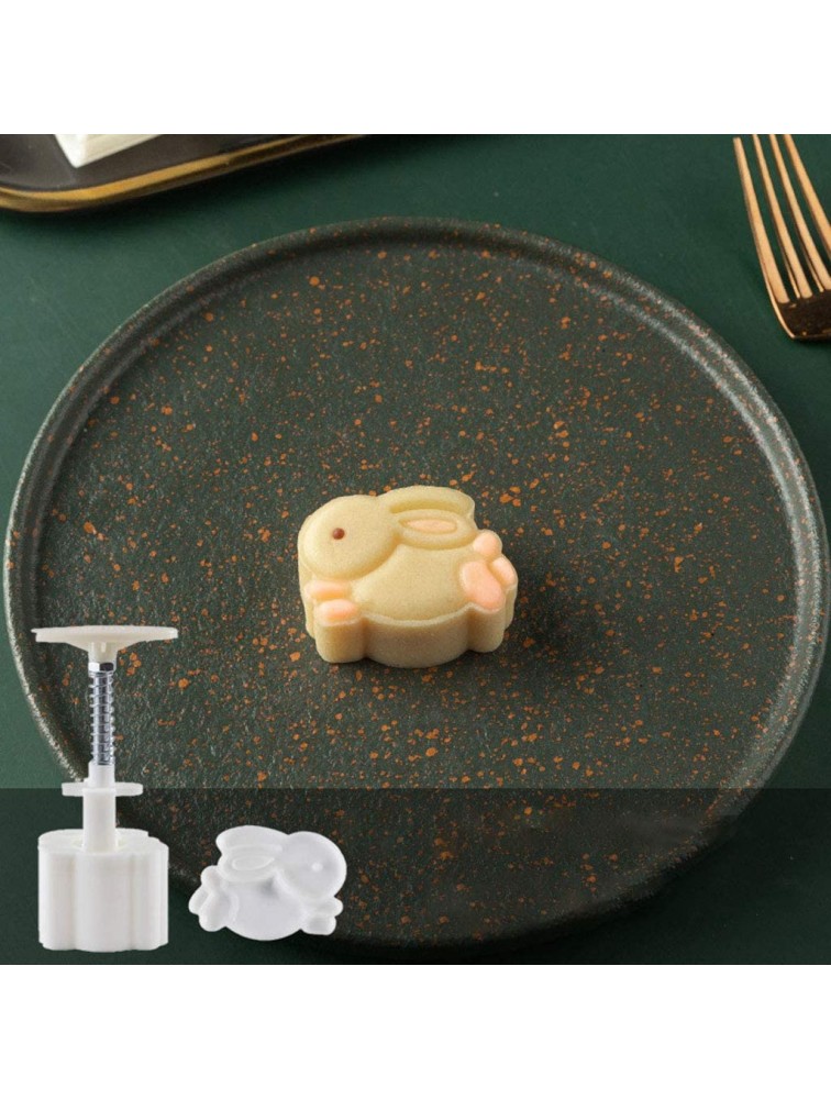 A FEI 50g Mooncake Barrel Mold with 3D Rabbit Stamp Hand Press Moon Cake Pastry Mould - BYTIWCX6B