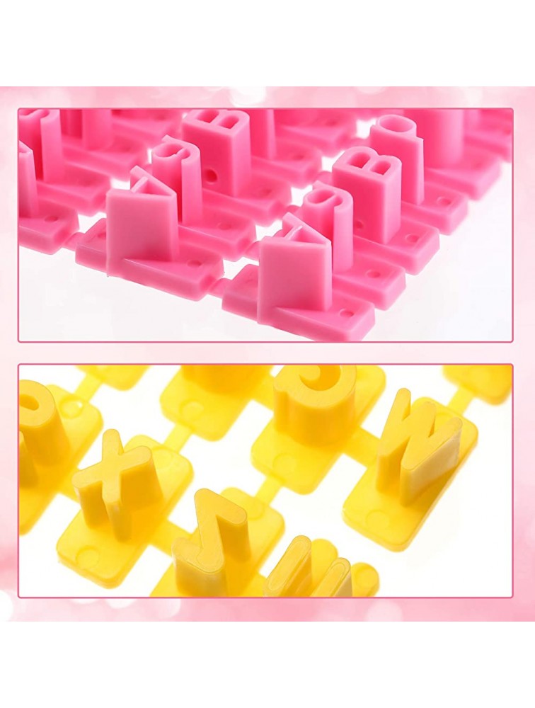 Alphabet Number Punctuation Cookie Biscuit Letter Stamp Cookie Stamp Set Including Letters Lower and Upper Case for Cookie Decorations Embosser Cutter Fondant DIY Tool Yellow Pink - BEWVWGXUY