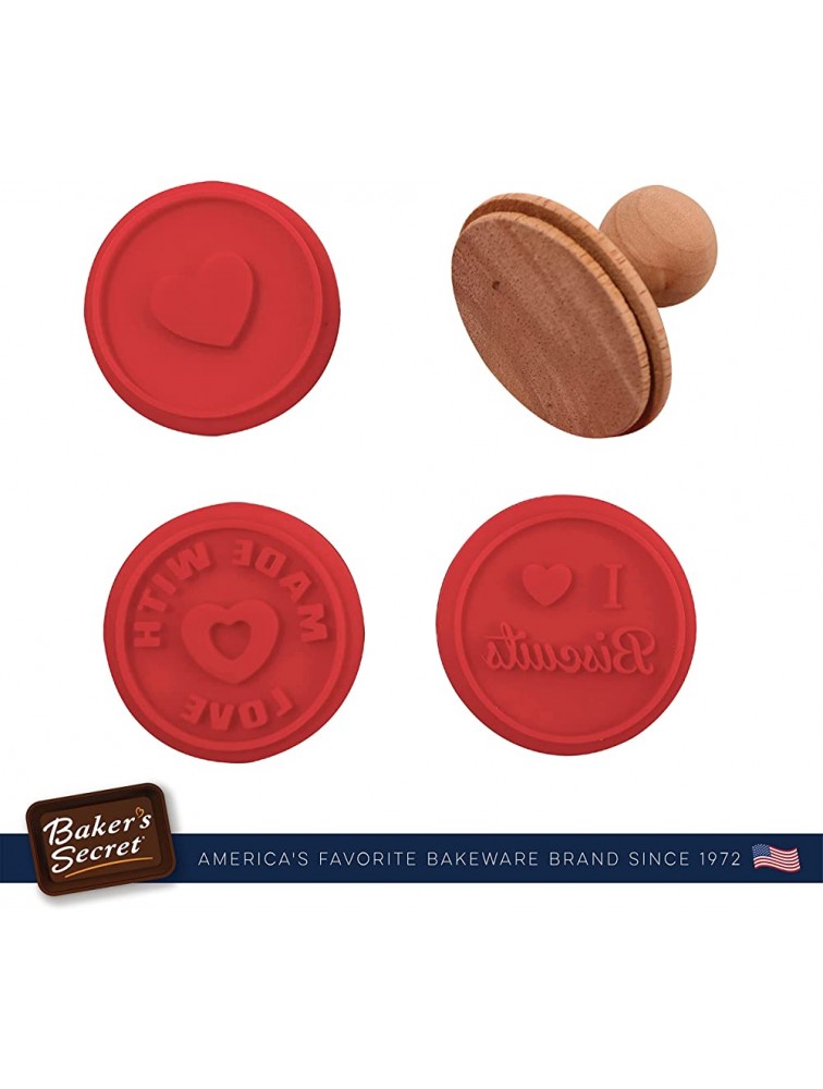 Baker's Secret Cookie Stamps Set 3 Patterns Heart I love Biscuits Made With Love DIY Baking Kitchen Essentials - B26BFBH86
