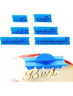 Cookie Fondant Stamper Biscuit Stamp Stamper Impression Cutter Cupcake Decorating Sugarcraft Cake Decoration Topper Happy Birthday Anniversary Best Wishes Letters Mold Fondant Letter Cutters 6PCS Set - BQOROWRE6