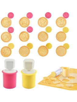 Cookie Stamps Cookie Stamp Set of 12pc with Cookie Cutter Fondant Embosser Stamp Round Fondant Stamp for Cookies Cupcakes Biscuits Fondant Topper Cake Decoration Cookie Debosser Stamp for Fondant - BUVYX562G