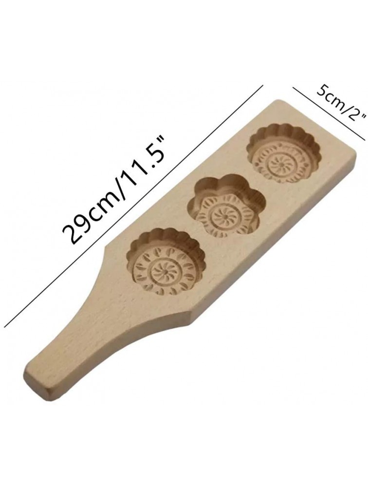 Cookie Stamps MoonCake Mold Chinese Traditional Mid-autumn Festival Moon Cake Mold 3 Flower Shape Wooden Handmade Baking Mold for Muffin Mooncake Cookie Biscuit Chocolate Pumpkin Pie - BSOY55YF7