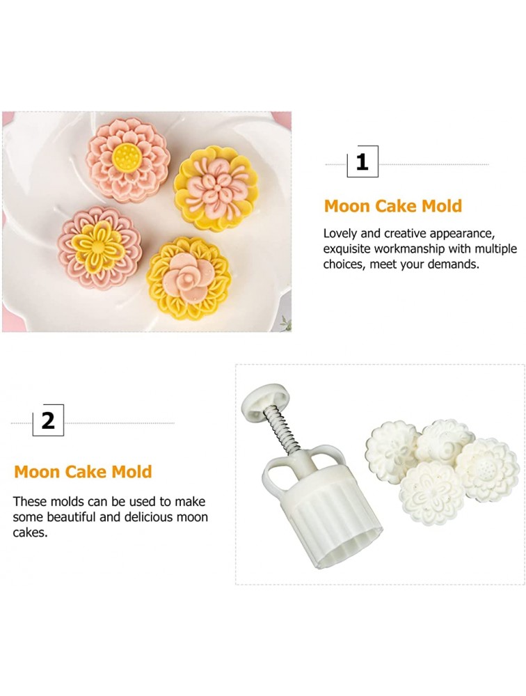 Hand Pressed Mooncake Biscuit Molds: 1 Set Hand- Pressure Round Flower Mooncake Stamps Mould Mid- Autumn DIY Pastry Tool for Home Bakery - B8RXBD9JW