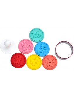 KKR Silicone Cookie Stamps Cute Silicone Cookie Stamps Set With Premium Round Mold and 6 Stamps For DIY Cookies,Fondants & Chocolate Mix Colors - BHMO0UWJ2