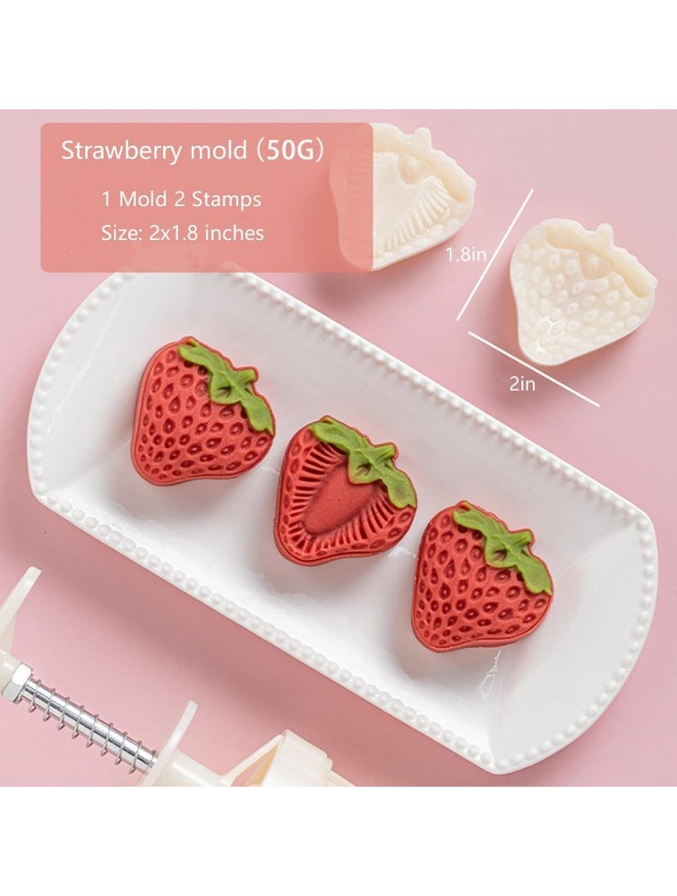 Mooncake Mold 50g- Cookie Stamps Plastic Hand Press Strawberry Shape Kitchen Gadgets DIY Baking Pastry Tool Strawberry shape Mould - B65STGQV2