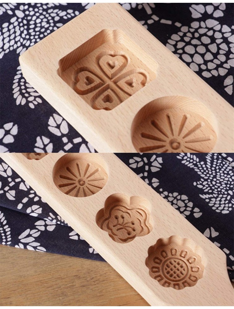 MoonCake Mold Chinese Traditional Mid-autumn Festival Moon Cake Mold 4 Flowers Wooden Handmade Baking Mold for Muffin Mooncake Cookie Biscuit Chocolate Pumpkin Pie - BTU40SLYR