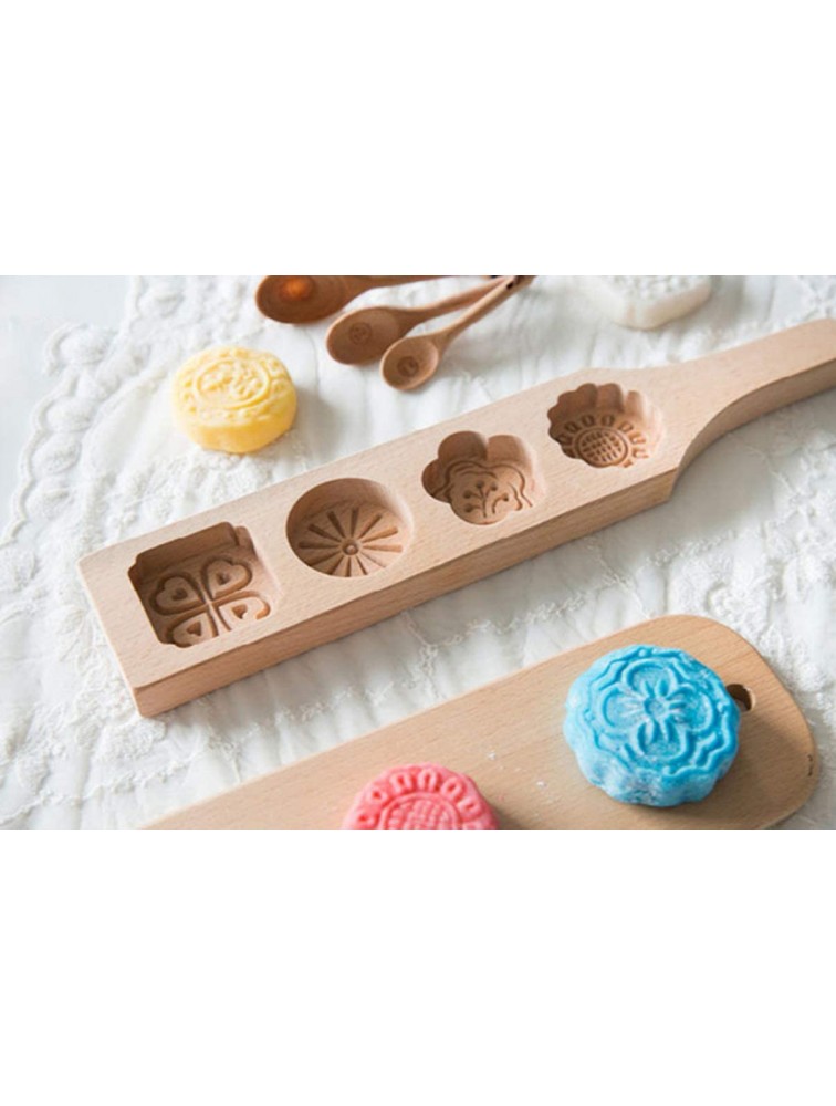 MoonCake Mold Chinese Traditional Mid-autumn Festival Moon Cake Mold 4 Flowers Wooden Handmade Baking Mold for Muffin Mooncake Cookie Biscuit Chocolate Pumpkin Pie - BTU40SLYR