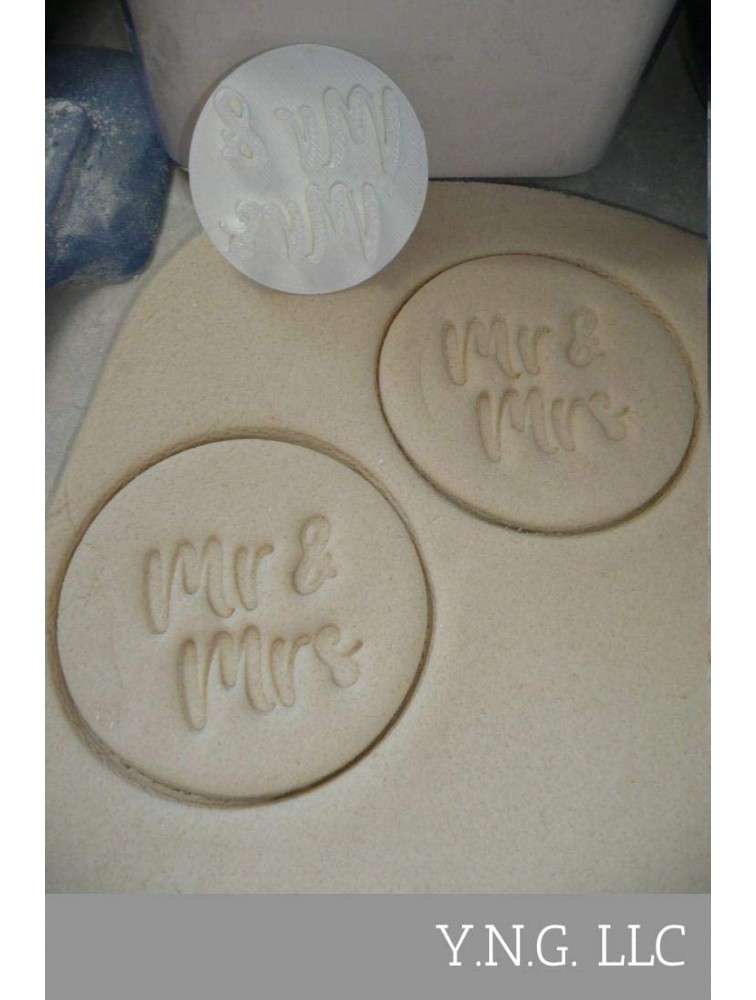 MR AND MRS WORDS FANCY FONT SHOWER WEDDING COOKIE STAMP EMBOSSER BAKING TOOL 3D PRINTED MADE IN USA PR4036 - BDU8M7VEW