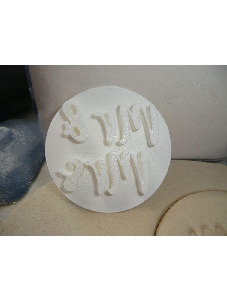 MR AND MRS WORDS FANCY FONT SHOWER WEDDING COOKIE STAMP EMBOSSER BAKING TOOL 3D PRINTED MADE IN USA PR4036 - BDU8M7VEW