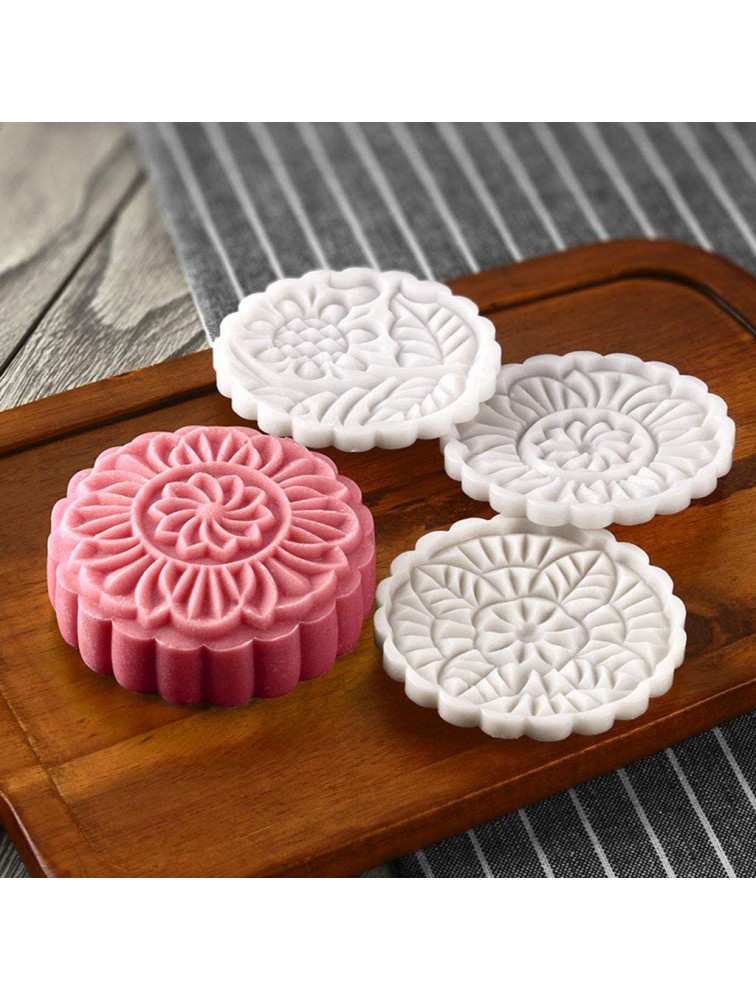 Non-stick Mooncake Mold Muffin Cupcake Mold 150g Cookie Cutter with 3 Flower Stamps Hand Press Moon Cake Mold DIY Bakeware Mid-autumn Festival Baking Mold for Cookie Biscuit Chocolate Pumpkin Pie - BX83B438M