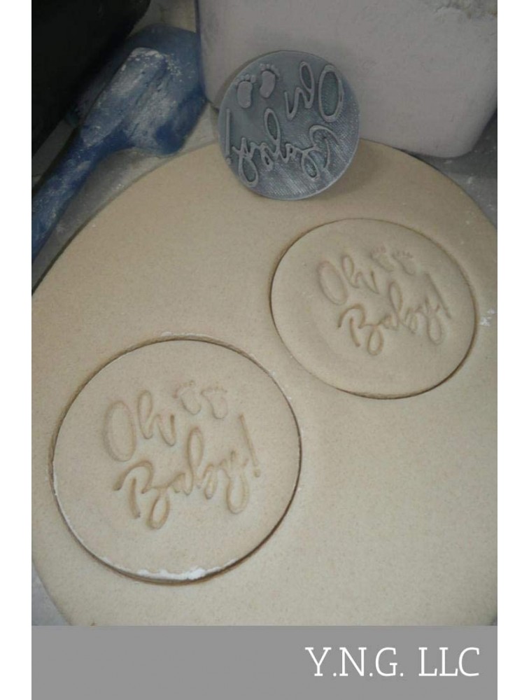 OH BABY WORDS WITH FEET SCRIPT FONT SHOWER GENDER REVEAL COOKIE STAMP EMBOSSER BAKING TOOL 3D PRINTED MADE IN USA PR4004 - B8X82IYG2