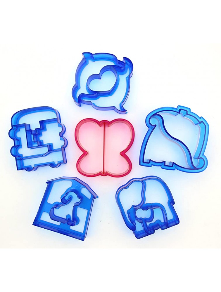 Set of 6 ZICOME Adorable Animal Shapes of Sandwich Cutter for Kids Dinosaur Dolphin Elephant Dog Butterfly & Train or Star More Fun Toy Kids Set Make Kids Enjoy Lunchtime - B7BXCB210
