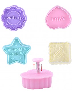 SMMUSEN 4PCS Cookie Molds With Good Wishes Biscuit Baking Mould,DIY Biscuit Fondant Cake Chocolate Stamp Mold Set,LOVE THANK YOU BEST WISHEA CONGRATS - BTSS57WVJ