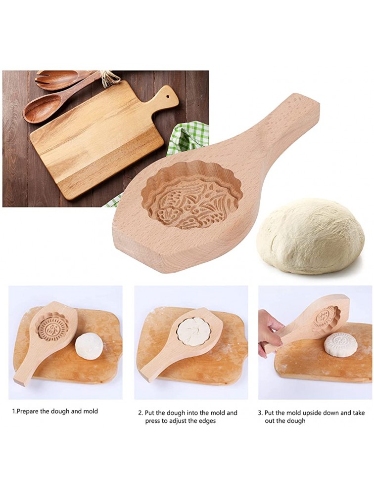 Wood Cookie Mold Mooncake Biscuit Mold Festival Hand-Pressure Moon Cake Mould with 3D Flower Pattern Eco-Environmental Baking Decoration Tools for Biscuit Chocolate Pumpkin PieFish Pattern - BH925ZTC0