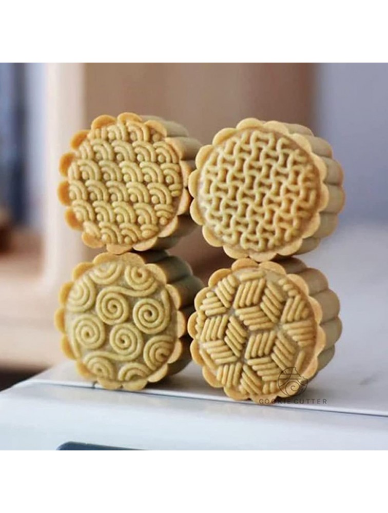 XIANGNI Mid-Autumn Festival Oriental Geometric Pattern Hand Press Green Bean Cake Pastry Mooncake Mold Ma'amoul Form Cookie Stamp Cutter Moon Cake Mould - BZLCQSDRQ