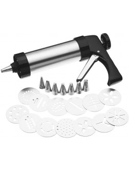 22 Pcs Stainless Steel Cookie Press Gun Kit for DIY Biscuit Cookie Making and Cake Icing Decorating - BY8FG16F0