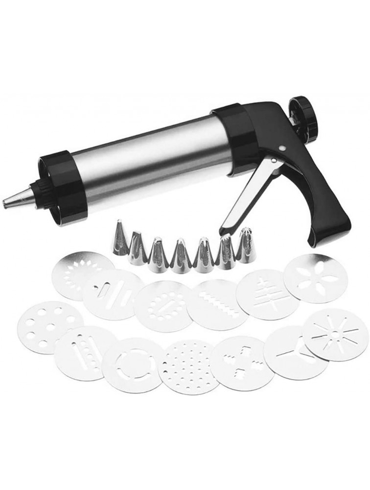 22 Pcs Stainless Steel Cookie Press Gun Kit for DIY Biscuit Cookie Making and Cake Icing Decorating - BY8FG16F0
