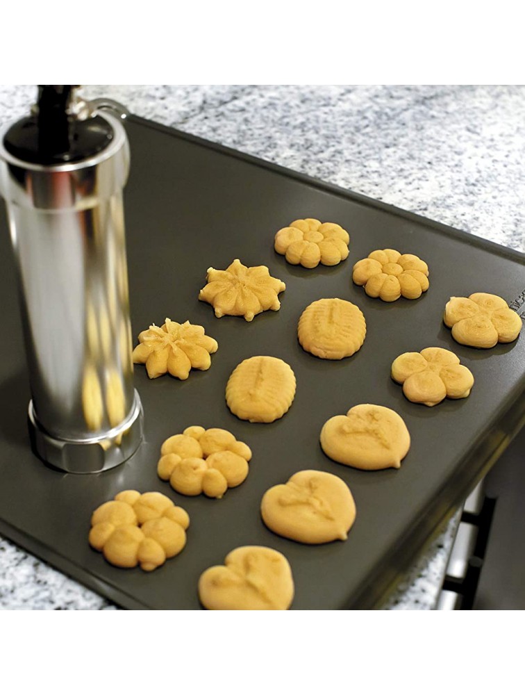 Classic Cookie Press Featuring 20 Decorative Stencil Discs and 4 Icing Tips Deluxe Spritz Cookie Press Gun Biscuit and Churro Maker Durable & Easy to Use By Zulay Kitchen - BKY101AAN