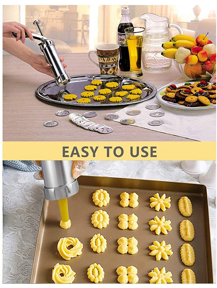 Classic Stainless Steel Cookie Press,Featuring 20 Decorative Stencil Discs and 4 Icing Tips,Deluxe Spritz Cookie Press Gun,Cookie Maker,Durable & Easy to Use,Best Tool for Kitchen - B724N1TF5