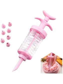 Cookie Press Classic Biscuit Maker Cake Making Cake Decorating Set with 8 Icing Tips Nozzles for DIY Cake Cookie Maker Decorating Tool Pink - BN7K5Z8DE