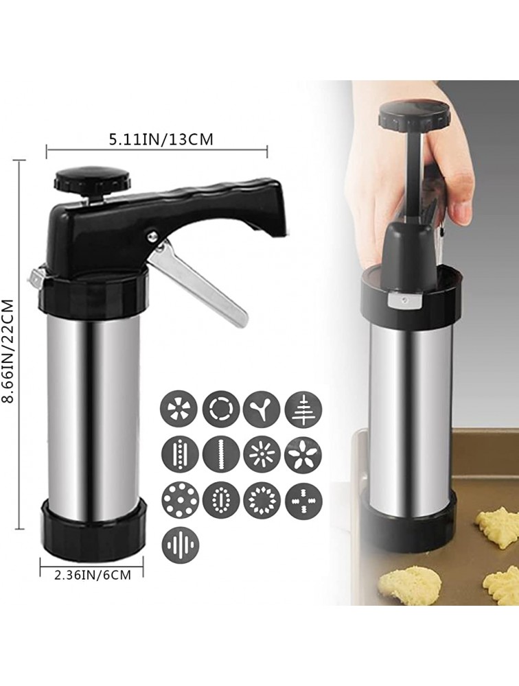Cookie Press Gun Kit Biscuit Maker Stainless Steel Cookie Press with 13 Discs and 8 Nozzles for DIY Cake Cookie Maker Decorating - B0X4Z3FBW