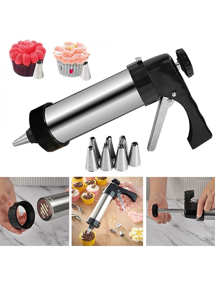 Cookie Press Gun Kit Biscuit Maker Stainless Steel Cookie Press with 13 Discs and 8 Nozzles for DIY Cake Cookie Maker Decorating - B0X4Z3FBW