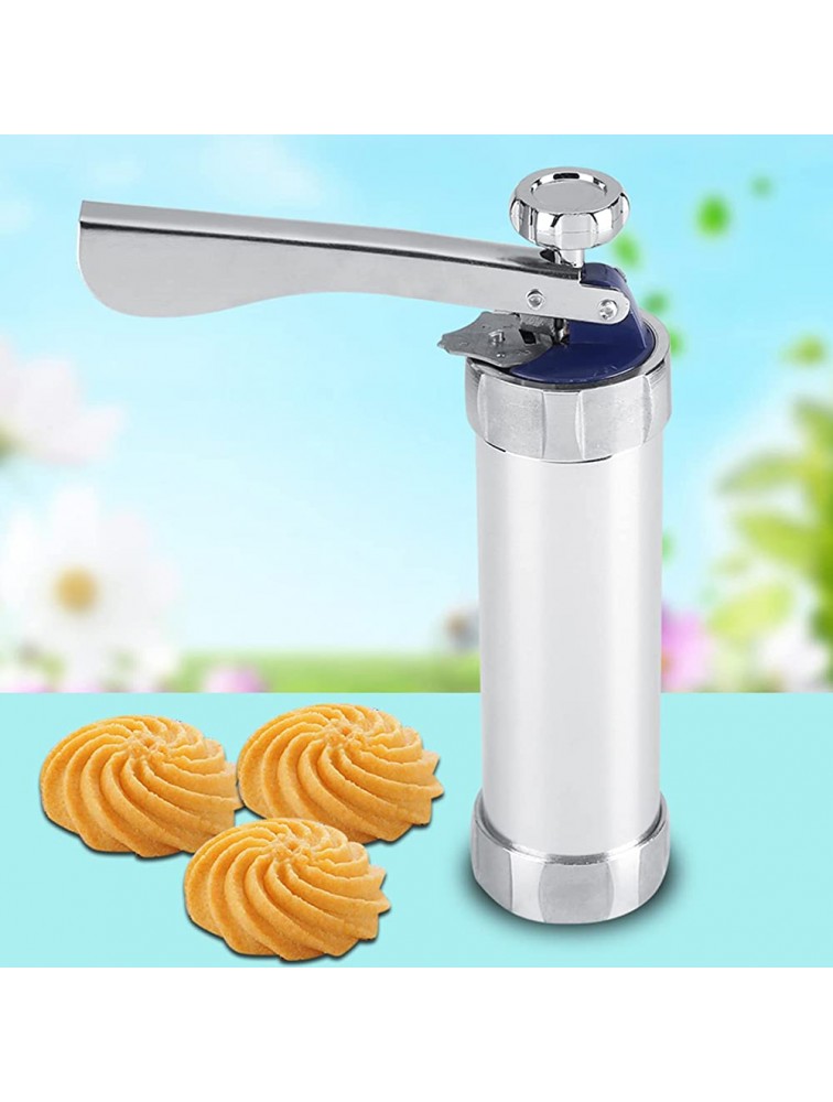 Cookie Press Kit Stainless Steel DIY Cookie Biscuit Maker Cookie Press Gun with 4 Nozzles and 20Molds Making Cake Decorating Tools for Home Kitchen - BOFXS6OIG