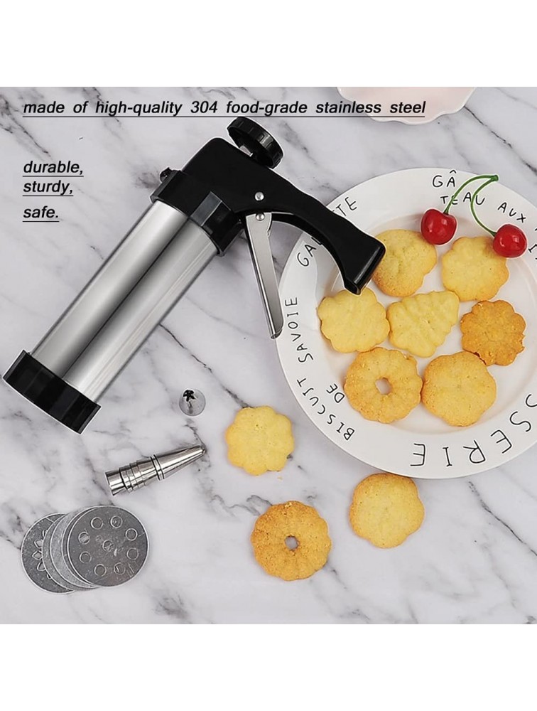 Cookie Press Set Stainless Steel Cookie Maker Biscuit Press Icing Gun Set with 13 Metal Cookie Press Discs for Cake Decoration - BT0DH66QA