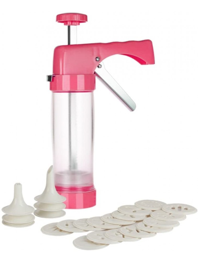 Ourokhome Cookie Press Gun Kit Clear Tube with 16 Discs and 6 Icing Tips Red - BXTQRU9KI