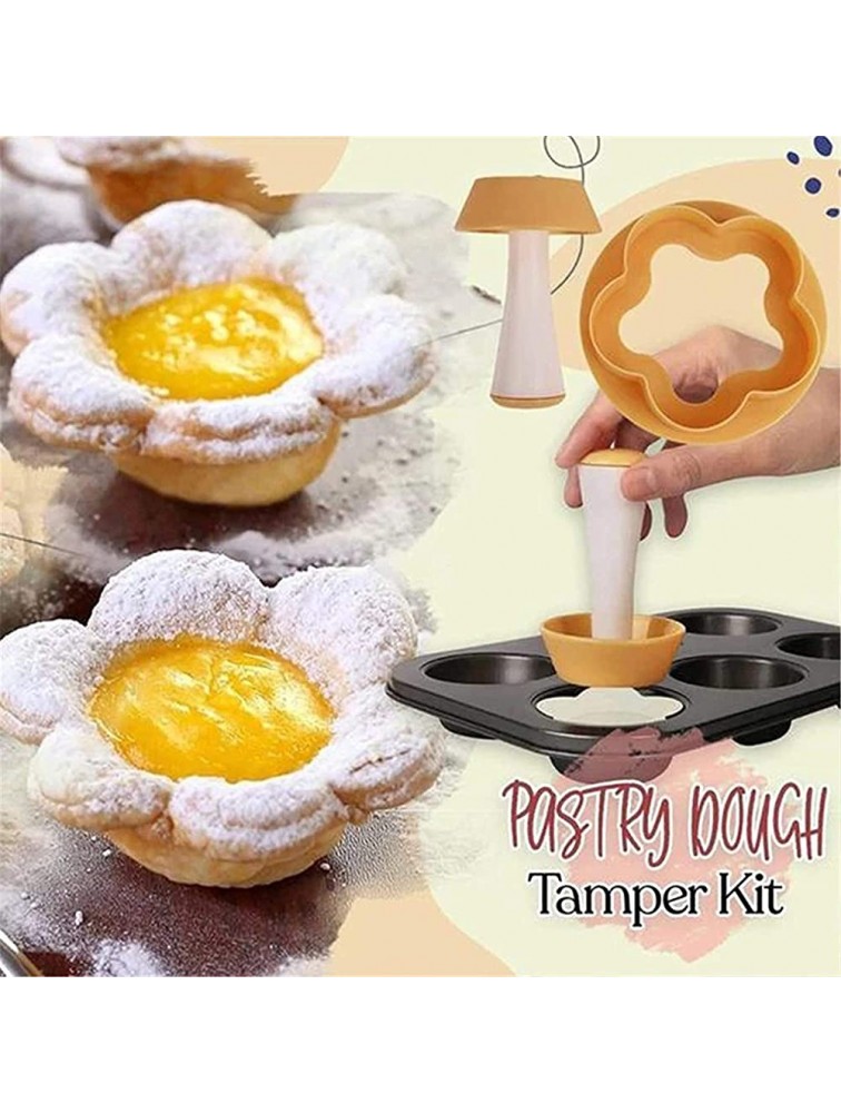 Pastry Dough Tamper Kit,DIY Baking Kit Cake Cup Press Biscuit Mold Creative Cake Cup Presser Flower Round Mold Set for Making DIY Cupcake Muffin Pecan Pies Cheesecakes and Desserts 2pcs - BHPTOX91N