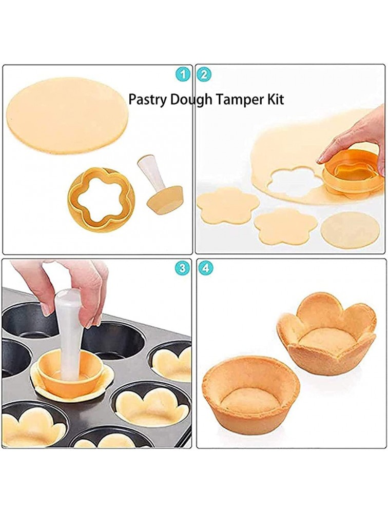 Pastry Dough Tamper Kit,DIY Baking Kit Cake Cup Press Biscuit Mold Creative Cake Cup Presser Flower Round Mold Set for Making DIY Cupcake Muffin Pecan Pies Cheesecakes and Desserts 2pcs - BHPTOX91N