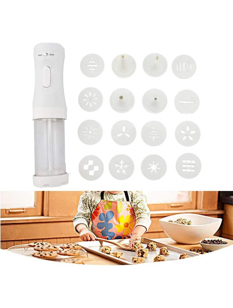 Sagsro Electric Cookie Press Gun Set Cookie Maker Kit for Baking DIY Cookie Maker Kit with 12 Discs and 4 Icing Tips for Holiday ChristmasWhite - BKRKNCHJX