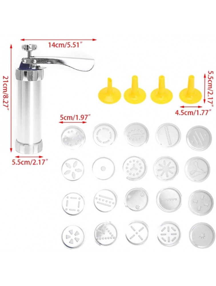 YERZ Cookie Press Gun Kit DIY Biscuit Maker and Decoration Cookie Making Includes 20 Cookie Dies and 4 Stainless Steel Nozzle - B2OZ8XGOM