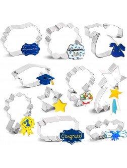 10PCS Graduation Cookie Cutters 2022 Graduation Cap Diploma Star,Gown,Plaque Frame,Medallion,Bouquet Party Supplies Decorations Set - BTX3EECCN