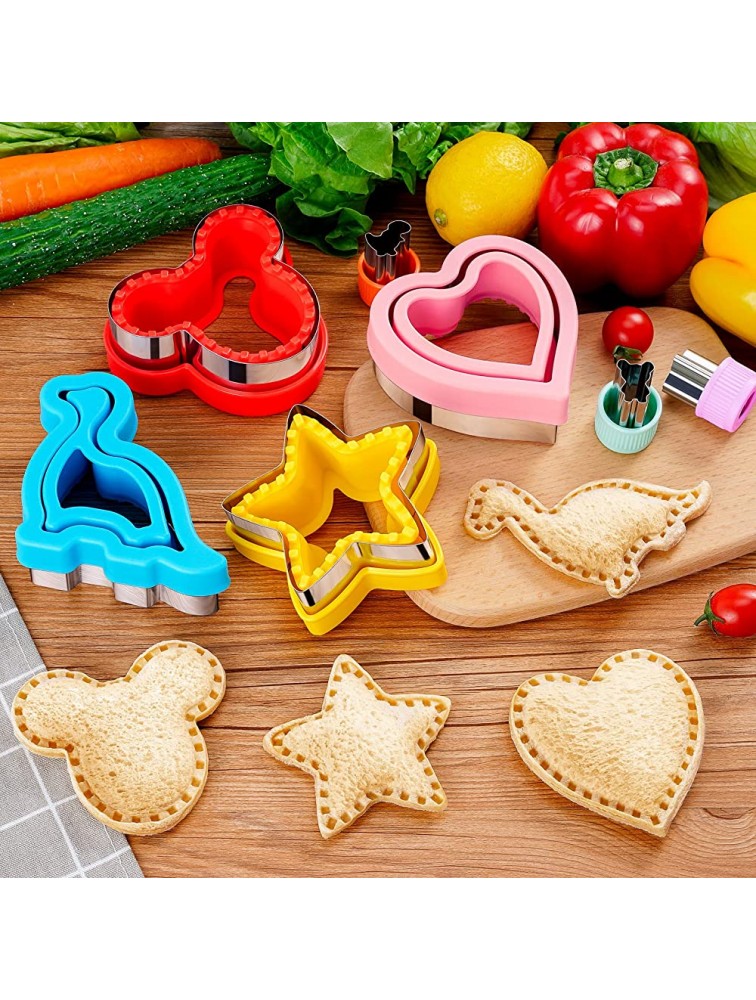 20Pcs Sandwich Cutter and Sealer Set for Kids Decruster Sandwich Maker Holiday Heart Cookie Cutters Fruit Vegetable Cutter Shapes for Boys & Girls Bento Lunch Box with Mickey Mouse Dinosaur Star etc - B74IP9A7C